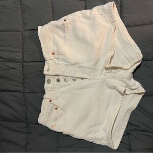 Levi's Cream Button-Up Jean Shorts